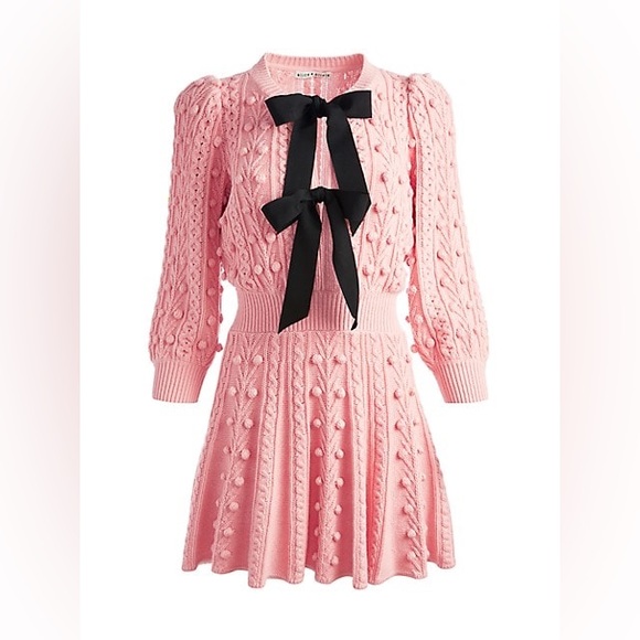 Alice + Olivia Dresses & Skirts - NWT Alice + Olivia Kitty Bow Front Puff Sleeve Sweater Dress XS